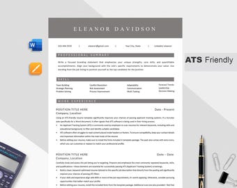 Plantilla de CV ATS: Diseño moderno y profesional (Word, Pages, Google Docs) Descarga digital