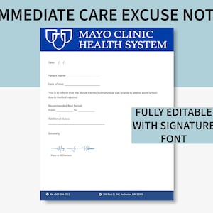 Editable Doctor Excuse Note Template, Printable Medical Sick Letter for Work or School, Sick Leave form, (word, canva, PDF, Google Docs)