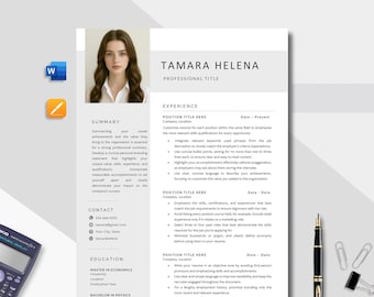 Professional Resume Template: Modern, Minimalist CV (Google Docs, Word, Apple Pages) (Digital Download)