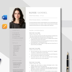 Minimalist Resume Template, Professional Modern Resume Template Word, Mac Pages, Google Docs, CV Template, Clean Simple Resume Template