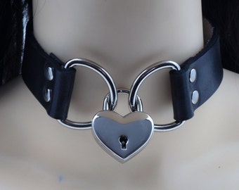Wide 1 inch Locking Submissive Collar (lock included) - Free US Shipping