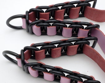Slave cuff set - Pink and black chain cuffs set of two - Free US Shipping