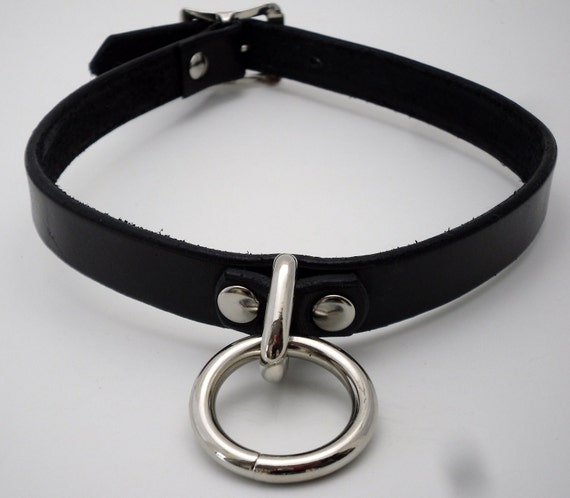 BDSM Slave Collar Black Leather Customizable Size Free US | Etsy