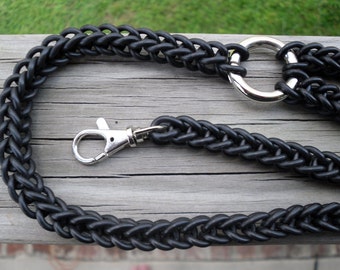 Leash - Rubber Chain Maille Black with Nickel Hardware