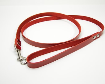 Red or Black Patent Leather leash with nickel snap - Free US Shipping