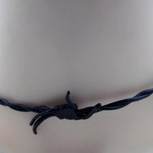 Black leather Barbed Wire necklace