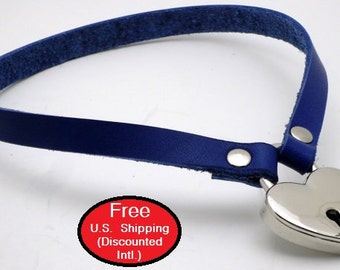 Simple Submissive Collar, Slave Collar, BDSM Collar with Locking Heart and Keys in nickle