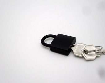Black padlock in solid brass - Free US Shipping
