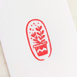 Sello de piedra OOAK/ sello hecho a mano/ tallado a mano/ sólo porque/ scrapbooking/ planta/ planta en maceta/ listo para enviar/ planta de casa/ amante de las plantas/