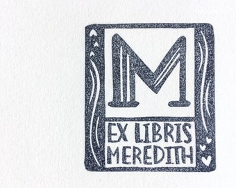 Customized Ex Libris stamp /book stamp/ handmade stamp/ your name/ personalized gift/ book lovers/ avid readers present/ personal library of