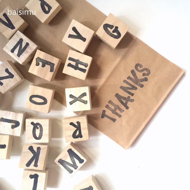 custom made hand carved stamps customized font scrapbooking stamp scrapbook stamp wood mount Large alphabet ABC stamp set