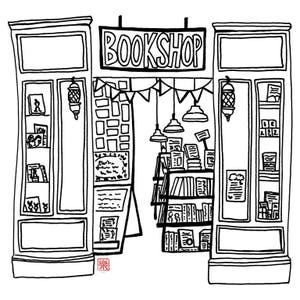 Druckbare Kunst - Melbourne Buchhandlung/ Hand gezeichnet/ Skizze/ Illustration/ Ausmalung/ Urlaub/ Bücher/ Buchhandlung/ Zeichnung/ Wanddekor/ Postkarte