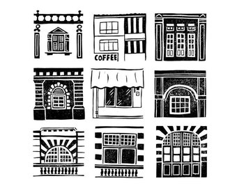 PNG Digital files - Singapore Building stamped images modular style/ Central fire station/ MCCY building/ digital stickers/ stamped/