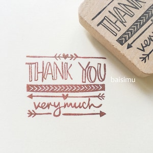 Muchas gracias Sello de goma/gratitud/sello hecho a mano/tallado a mano/tribal/flechas/patrones/apreciación/fabricación de tarjetas/dibujado a mano