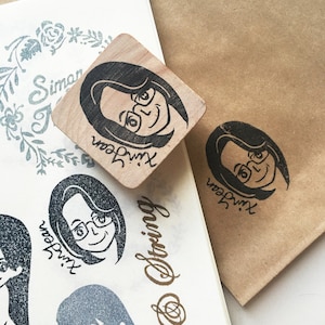 Sello de goma de caricatura de retrato personalizado
