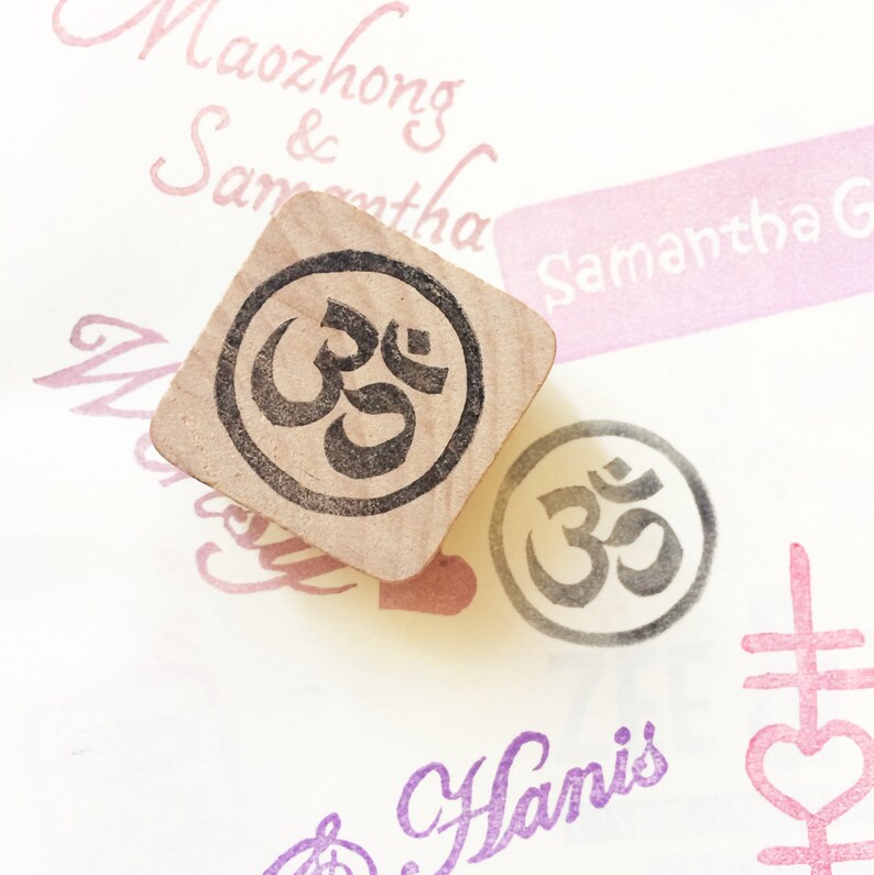 Om Symbol Namaste Yoga Rubber Stamp Etsy