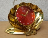Helveco Red Clock in Sea Shell Fold Up Swiss Alarm Clock