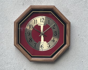 Octogon Oak Red Wall Clock by Dynasty, 1980s