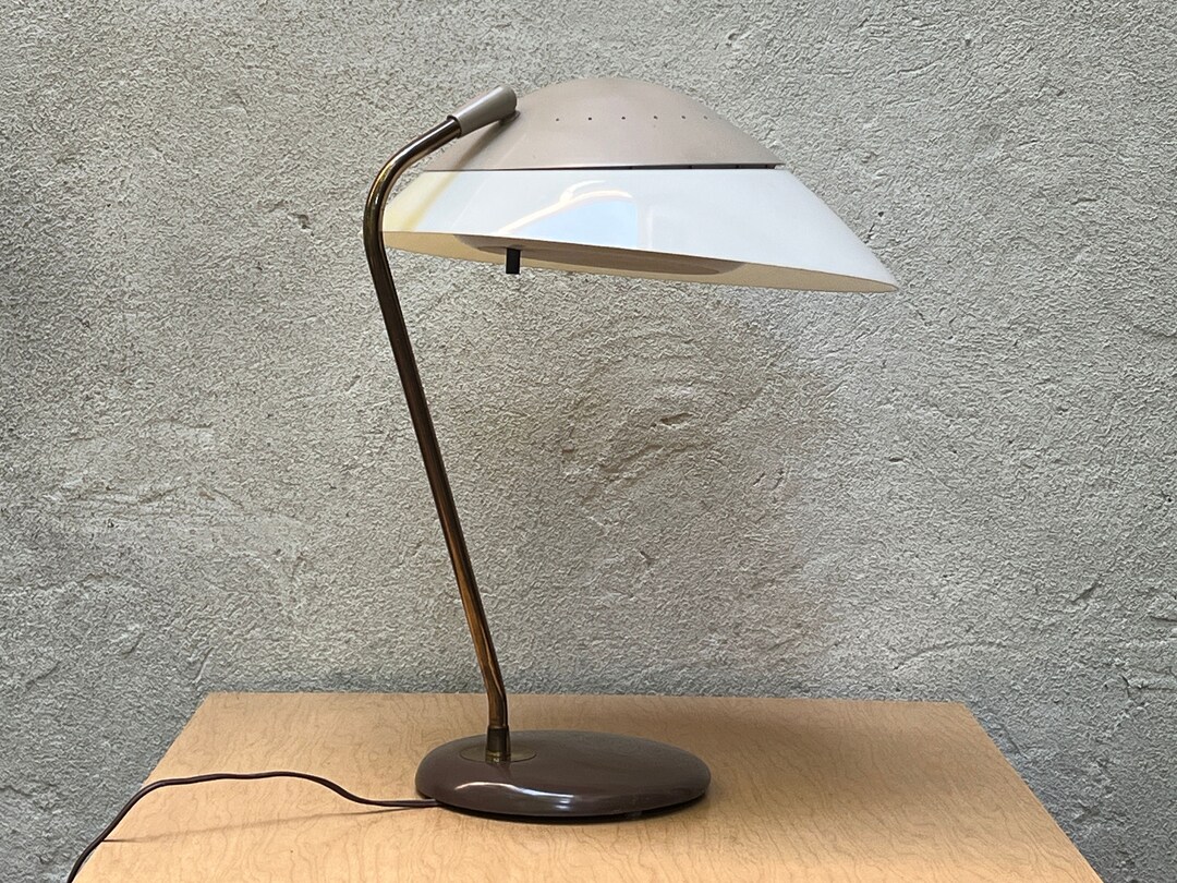 Classic Atomic Lightolier Desk Lamp With Diffuser in Taupe - Etsy