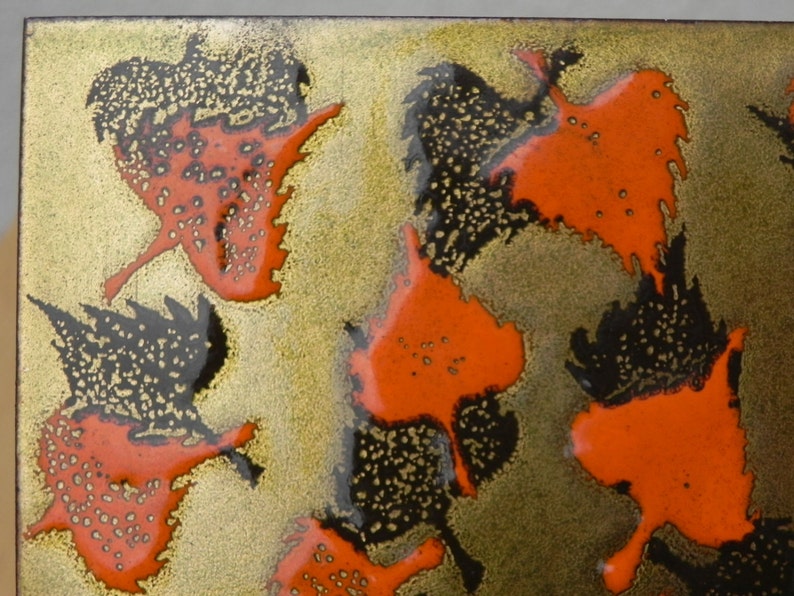 Modern Orange Brown Gold Enameled Copper Bookends image 5