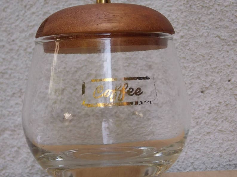 Mid Century Modern Glass and Wood Coffee Creamer Set Etsy