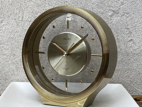 Seiko Round Brass Floating Desk Clock - Etsy