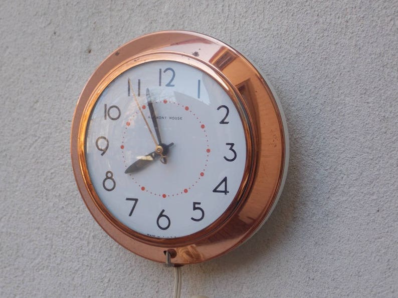 Ingraham Harmony House Round Copper Electric Wall Clock Etsy