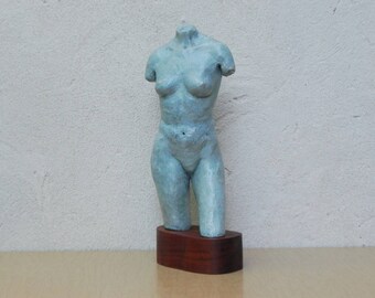 Nude Female Ceramic Table Sculpture in Blue