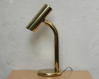 Gold Chrome Modern 1970's Cylindrical Desk Lamp