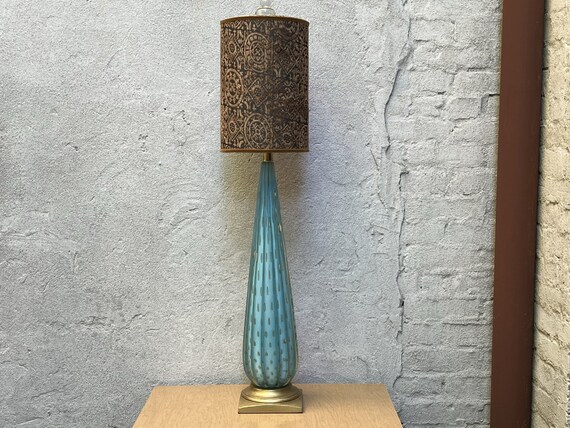 Tall blue lamp best sale