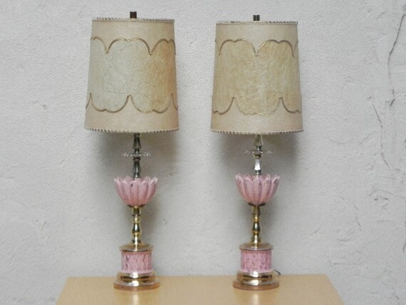 pink and gold table lamp