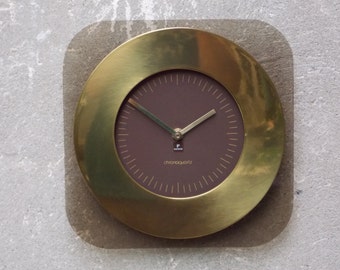 Raymor Lucite & Brass Wall Clock Chronoquartz