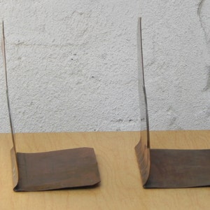 Copper Brass Thin Sculptural Hand Wrought Bookends image 2