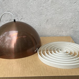 Large Vintage Copper Dome Hanging Pendant Lamp with Original Metal Diffuser image 9