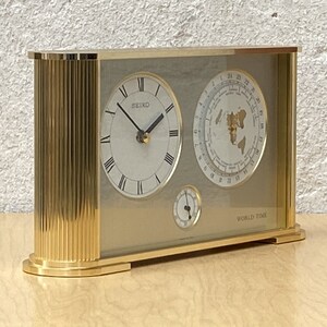 Seiko Brass Rectangular World Desk Table Clock image 3