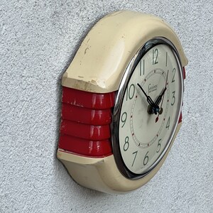 Sessions White Red Wood Wall Clock with Updated Quartz Movement, Original Hands image 2