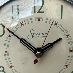 Sessions White Red Wood Wall Clock with Updated Quartz Movement, Original Hands image 5