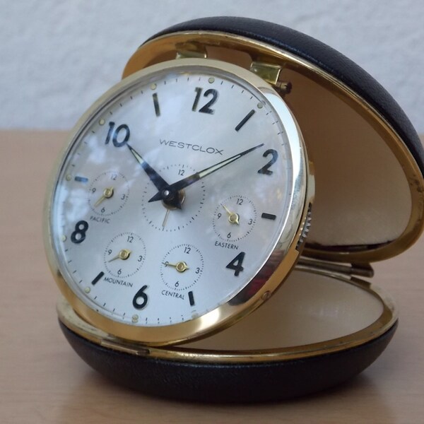 Westclox Travel 4 Time-Zone Clock Wind Up World Clock