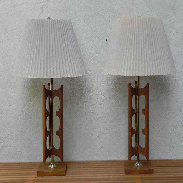 Walnut Mid Century Lamps Etsy