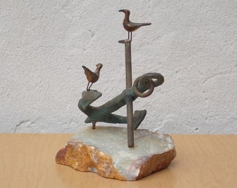 Jere Anchor with Birds Sculpture on Marble