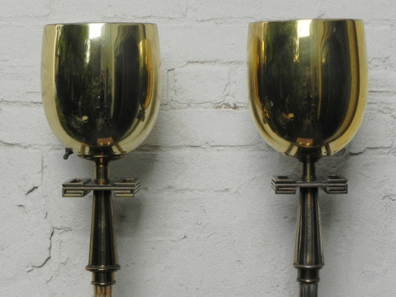 Pair Deco Regency Solid Brass Torchiere Floor Lamps In The Pair Deco Regency Solid Brass Torchiere, Solid Brass Floor Lamp