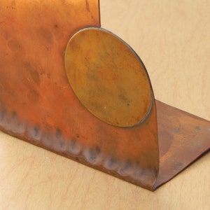Copper Brass Thin Sculptural Hand Wrought Bookends image 3