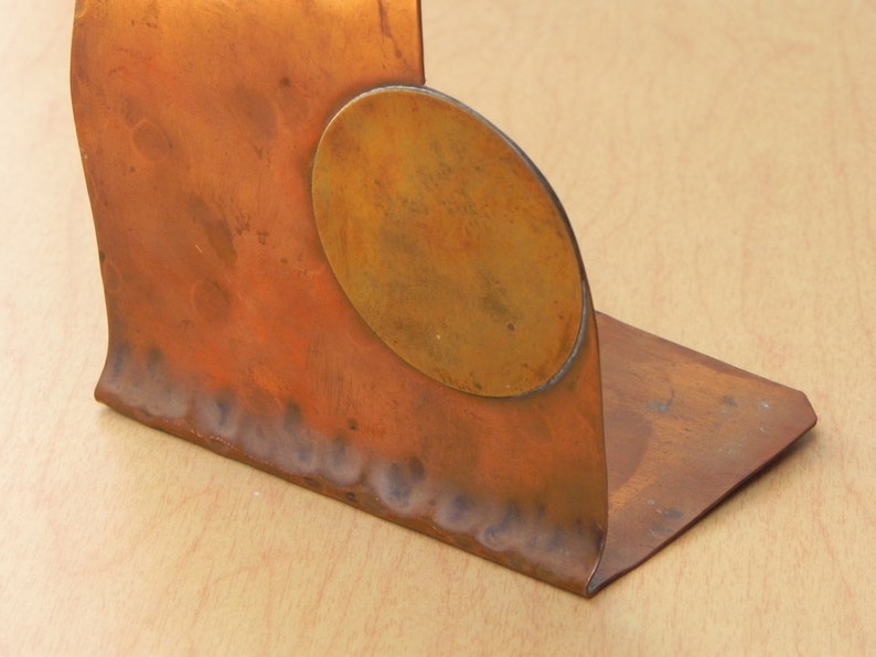 Copper Brass Thin Sculptural Hand Wrought Bookends image 3