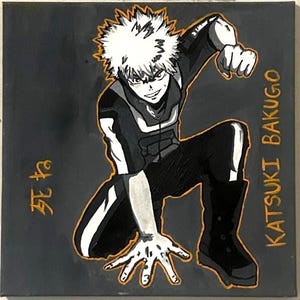 My Hero Academia Katsuki Bakugo glass painting.