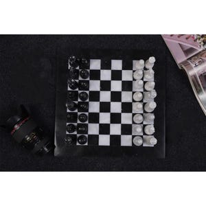Marble Chess Set Handmade | Decorative Marble Chess Pieces | Antique Stone Board Game | Modern Collectible Chess Set