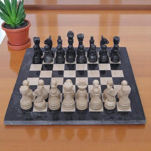 Marble Chess Board Set, Marble Chess Set, Black & Verona, Artistic Gift for Housewarming