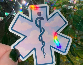 Pastellmoln Stjärna av Livets holografiska klistermärke | Ambulanssjuksköterska, ambulanssjukvård