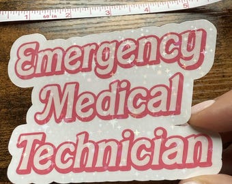 Barbiecore EMT-klistermärke: Retro rosa holografisk laptopjournal-dekal