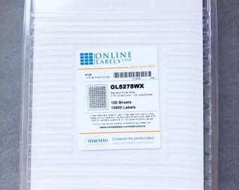 White Matte Round Circle Stickers / Labels (0.75”) for Laser and Inkjet