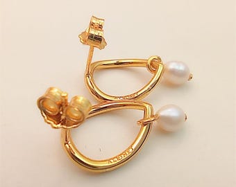 Kolczyki Pandora Organically Shaped Circle & Baroque Treated z pereł hodowlanych słodkowodnych